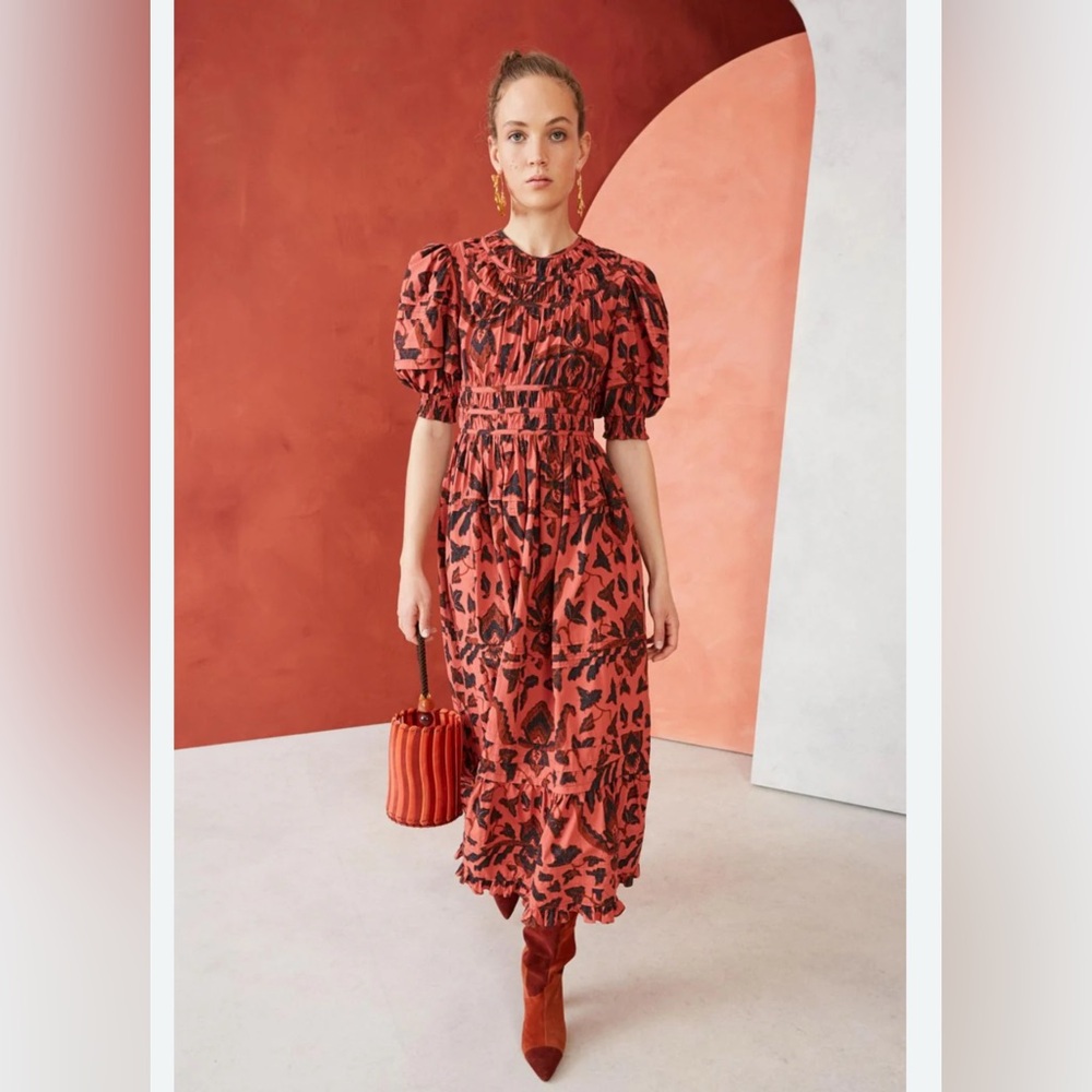 Ulla Johnson Indah Midi Dress Cinnabar Size S